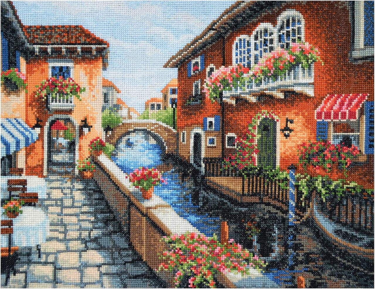 Venice Counted Cross Stitch Kit – 16CT Aida, 30-Color Threads, DIY Embroidery for Adults & Kids, 12×9 Inch Intermediate/Advanced